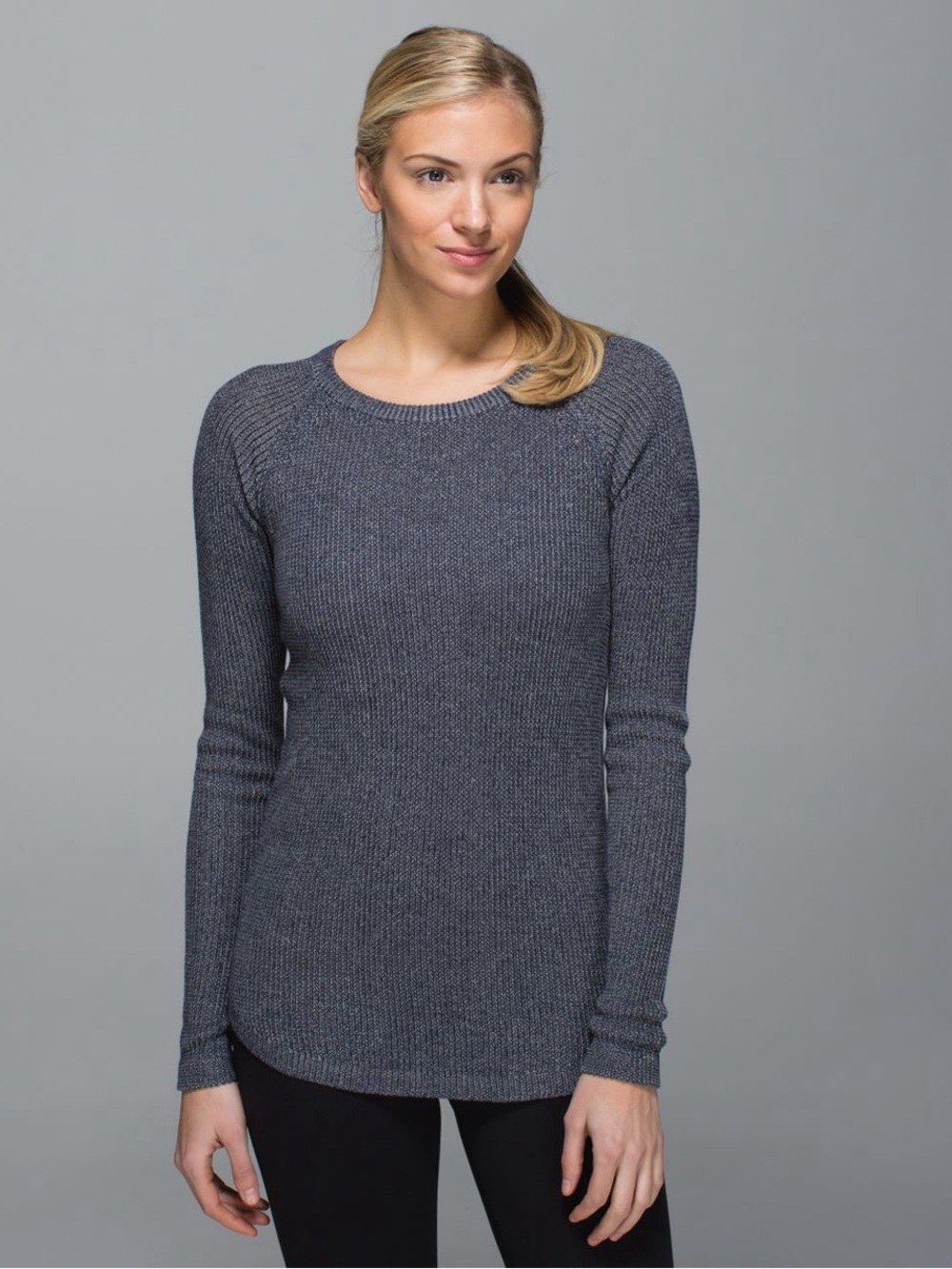 Lululemon Cabin Yogi Long Sleeve Size 6 Inkwell Heathered Medium Grey Sweater